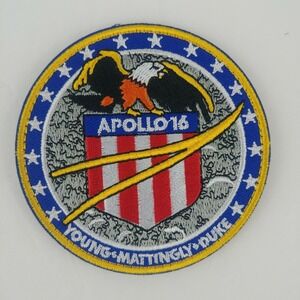 NASA Apollo 16 Mission Patch Unisex OS Blue Red White Young Mattingly Duke Eagle
